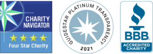 Charity Navigator, 4-Star Charity, Guidestar Platinum Transparency, BBB Accredited Charity, Better Business Bureau Accredited Charity