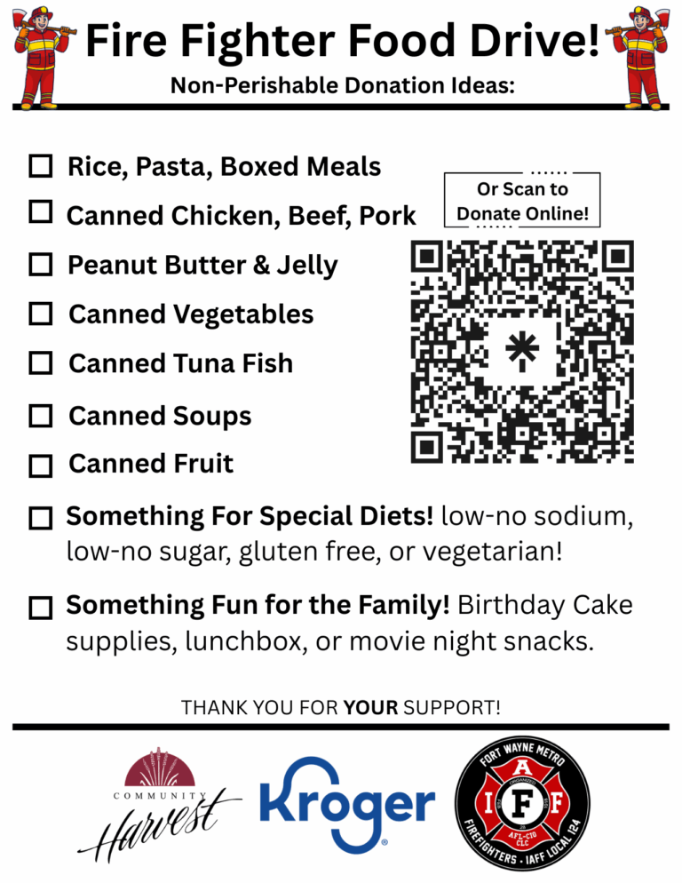 Firefighter Food Drive List